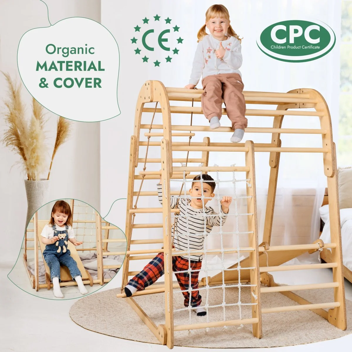 Indoor Wooden Playground for Children - 6in1 Playground + Swings Set + Slide Board - Image 6