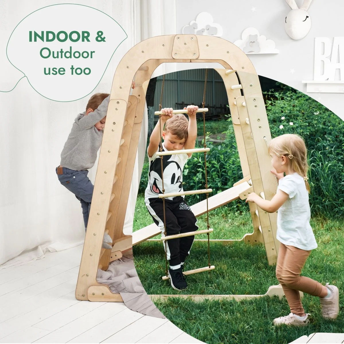 Indoor Wooden Playground for Children - 6in1 Playground + Swings Set + Slide Board - Image 8