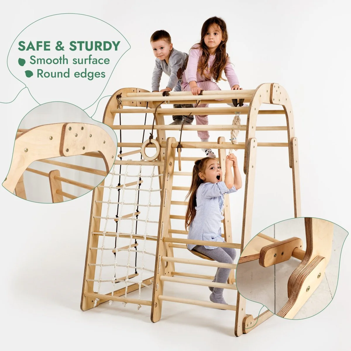 Indoor Wooden Playground for Children - 6in1 Playground + Swings Set + Slide Board - Image 9