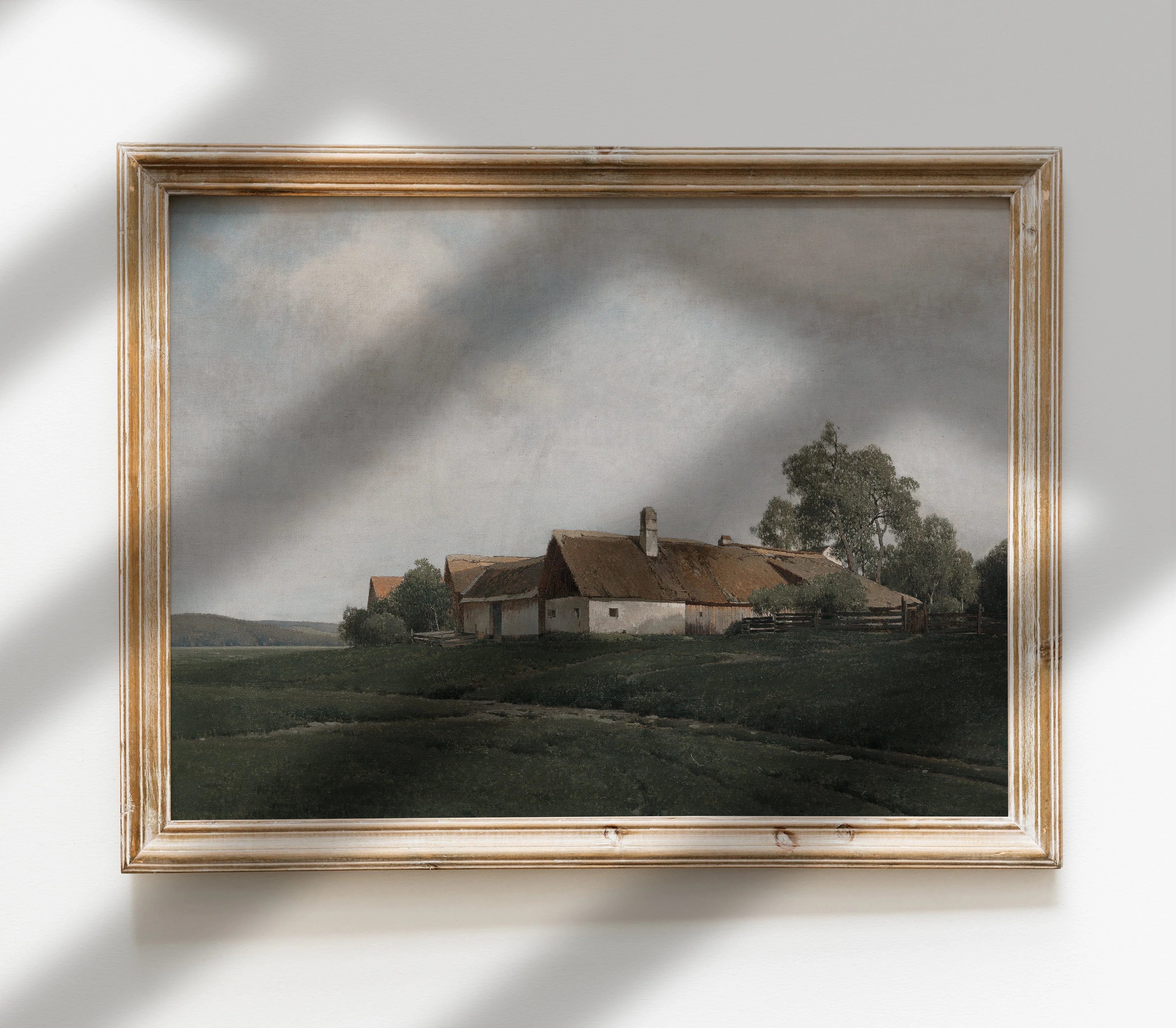 Vintage Hilltop Cottage Landscape Art Print L0165 - Image 3