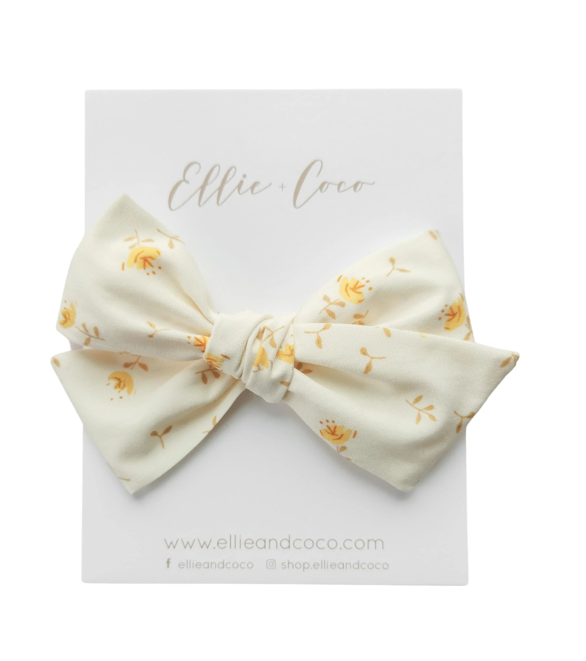 Yellow Flowers on Cream Oversize Bow - Image 3